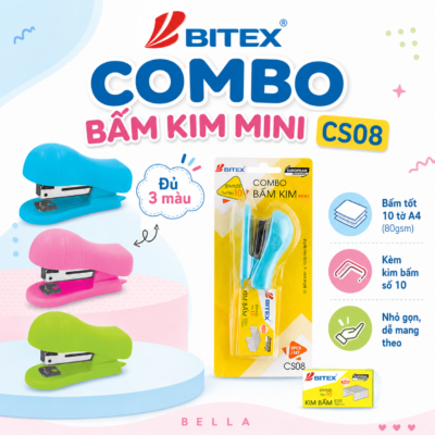Combo bấm kim và kim bấm số 10 BITEX CS08 tiện lợi