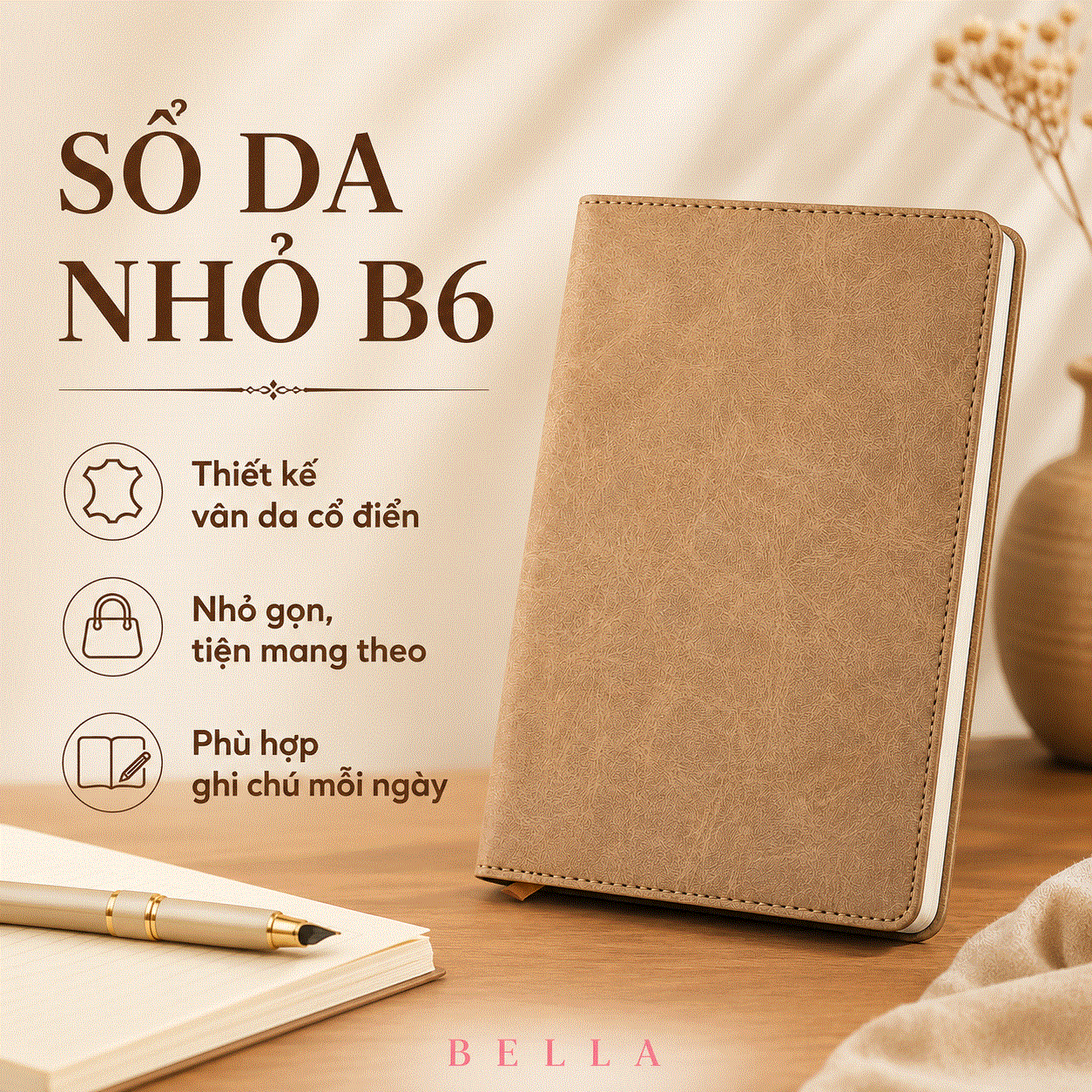 Sổ Da Nhỏ B6 MB-14932 Vân Da Cổ Điển 2025