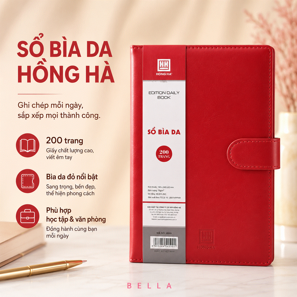Sổ Bìa Da Hồng Hà 200 Trang Edition Daily Book 2025
