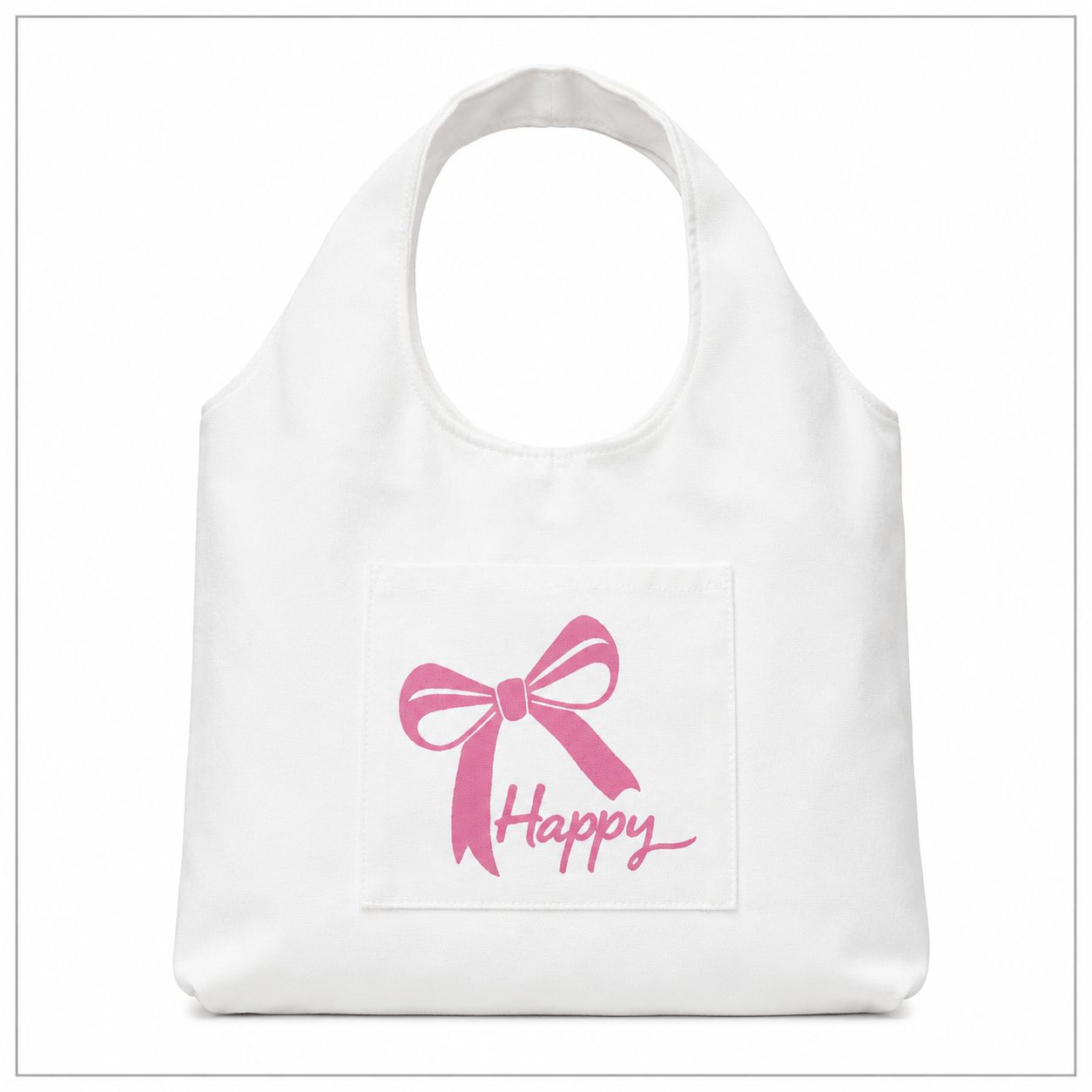 Túi Tote Vải Canvas Happy Nơ Hồng Thời Trang - Ảnh 2