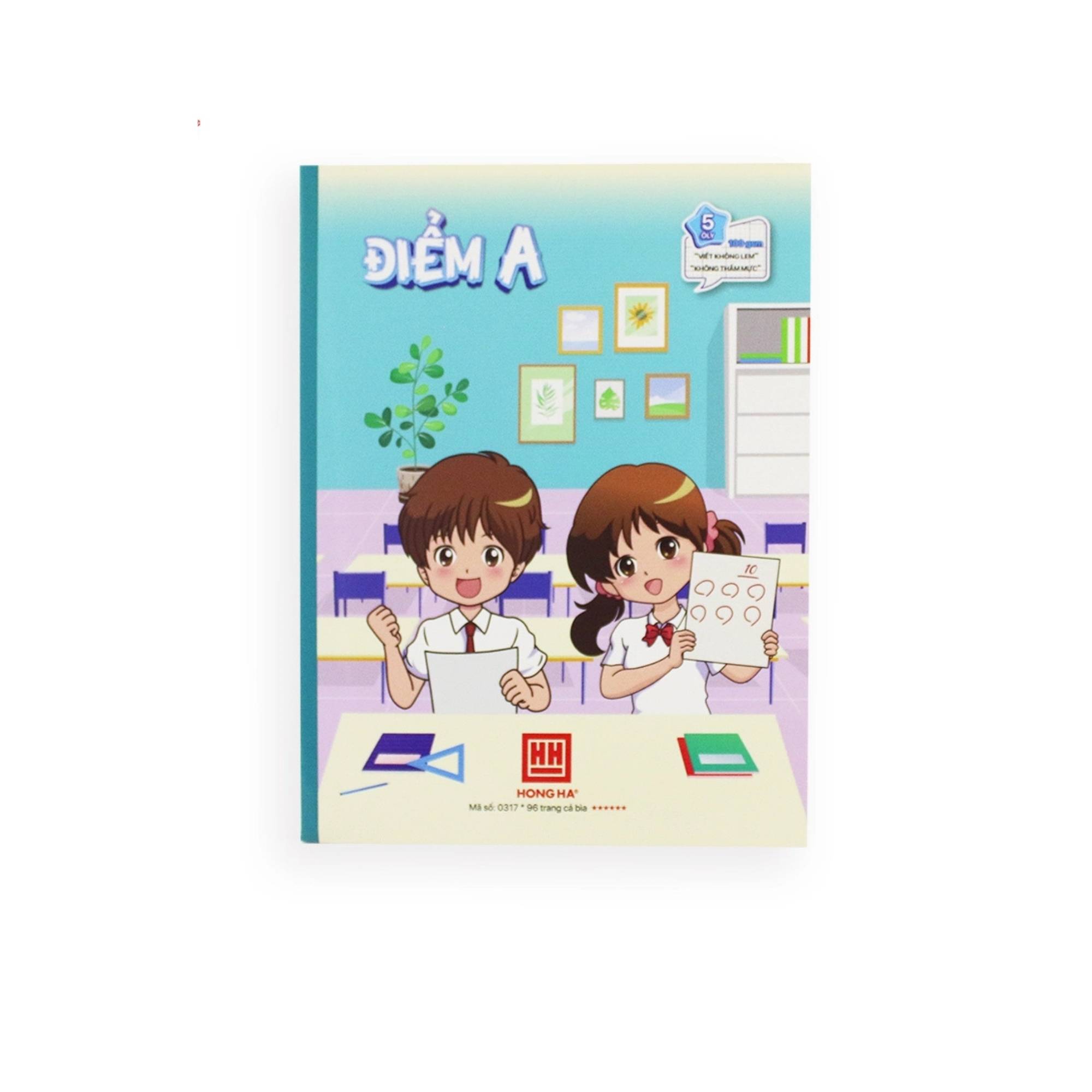 Vở Class Điểm A Hồng Hà 96 Trang Ô Ly Vuông 2x2mm (Lốc-5 cuốn) - Ảnh 2