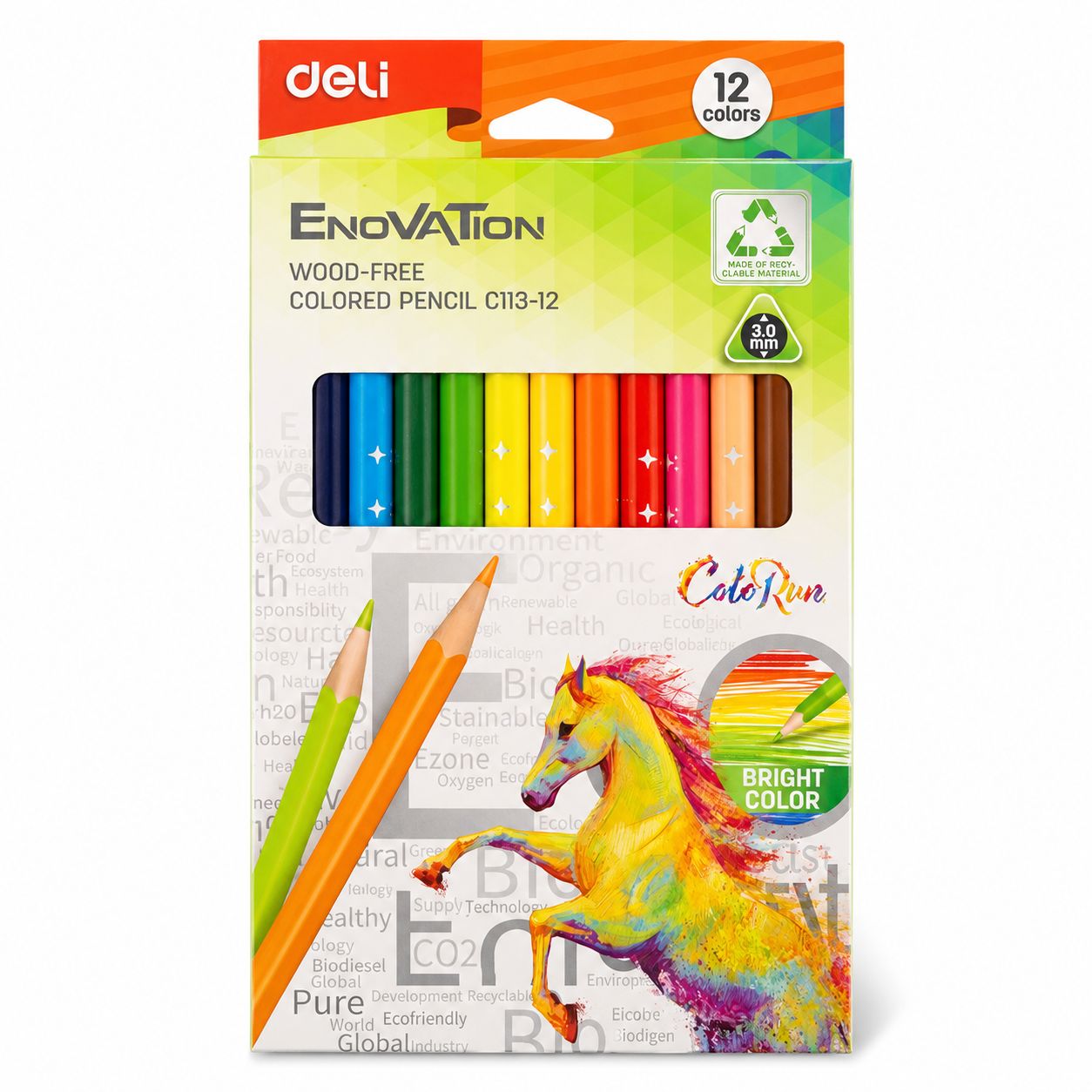 Bút Chì Màu Không Gỗ Deli Enovation CU3 12–18 Màu - Ảnh 2