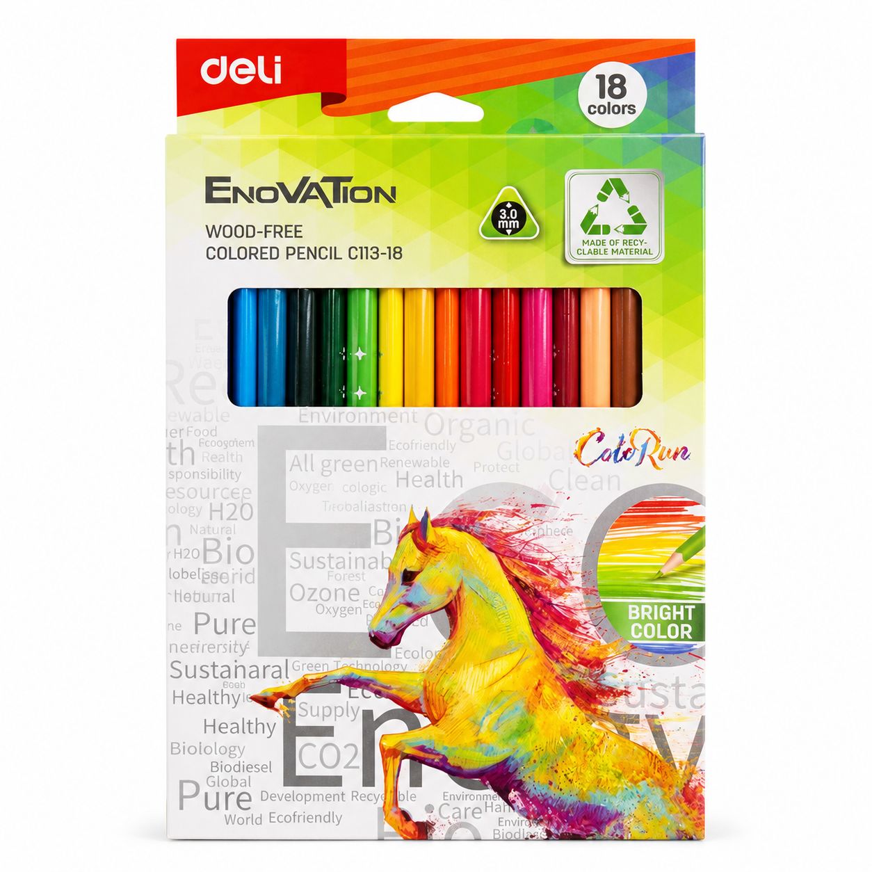 Bút Chì Màu Không Gỗ Deli Enovation CU3 12–18 Màu - Ảnh 3