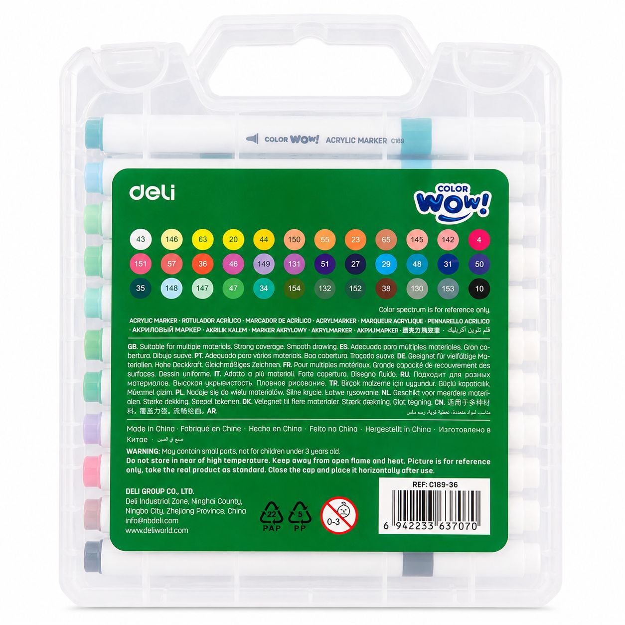Bộ Bút Marker Acrylic Deli C189-36 Color Wow 36 Màu - Ảnh 3